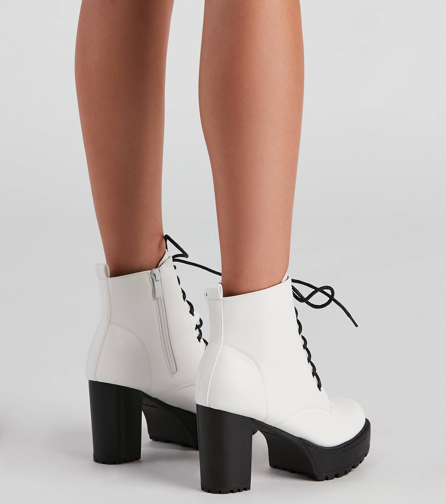 Edgy Babe Platform Lace-Up Booties Newgew