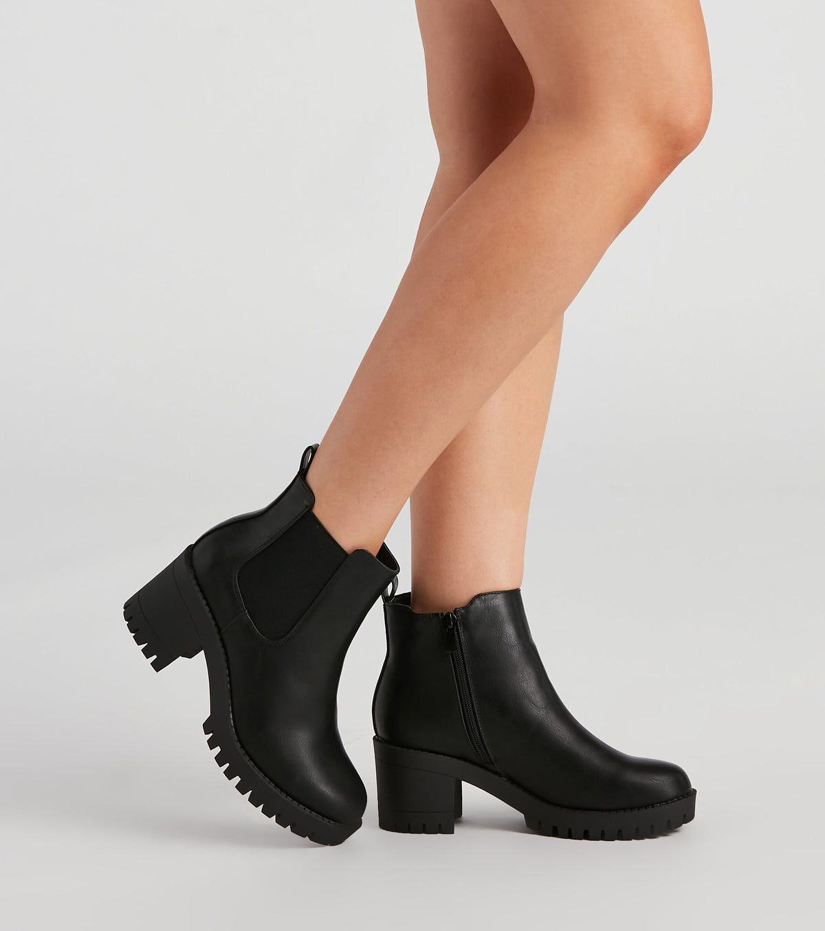 Femme Edge Platform Lug Booties Newgew