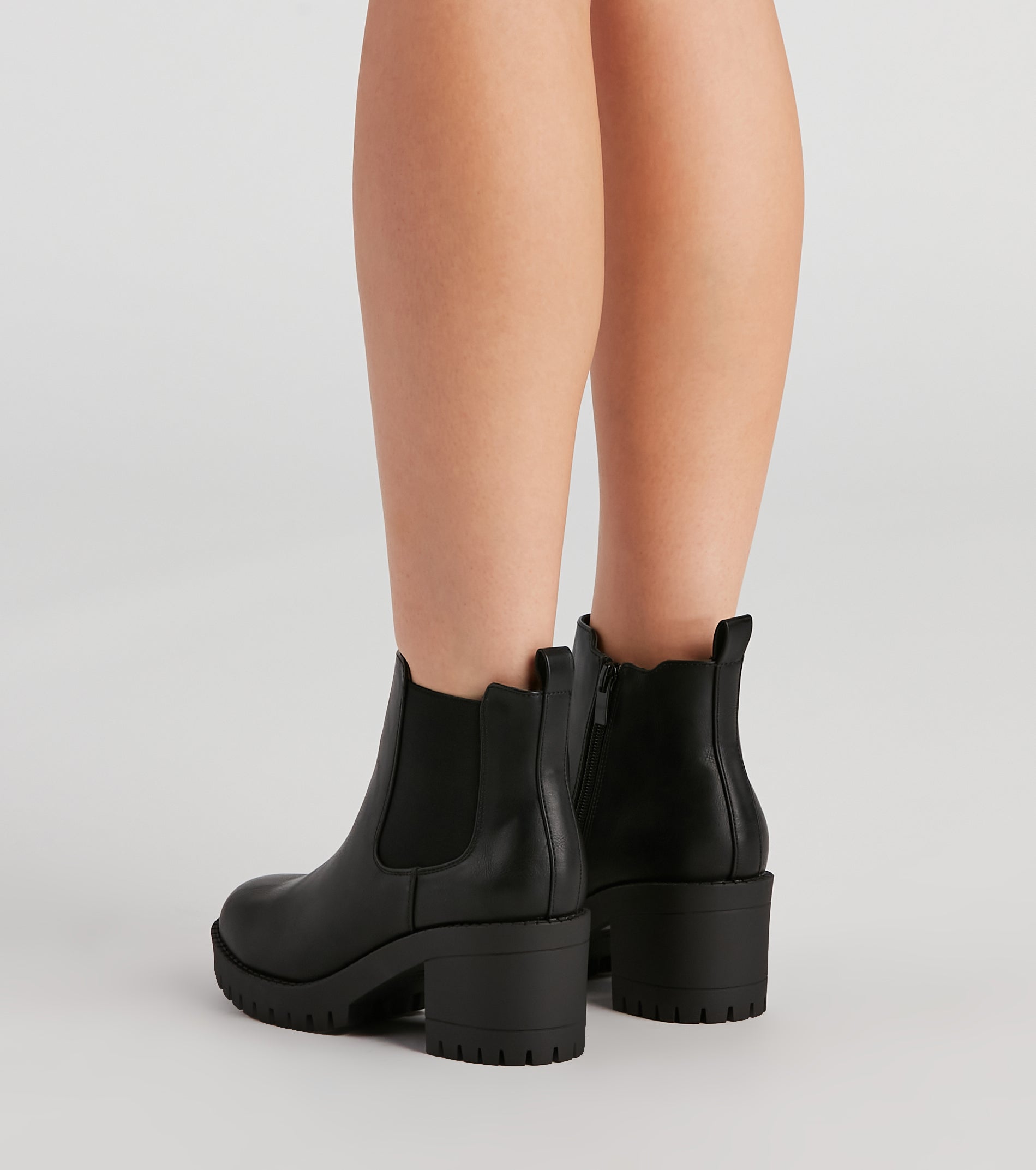 Femme Edge Platform Lug Booties Newgew