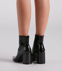 Sleek Strides Patent Faux Leather Booties Newgew