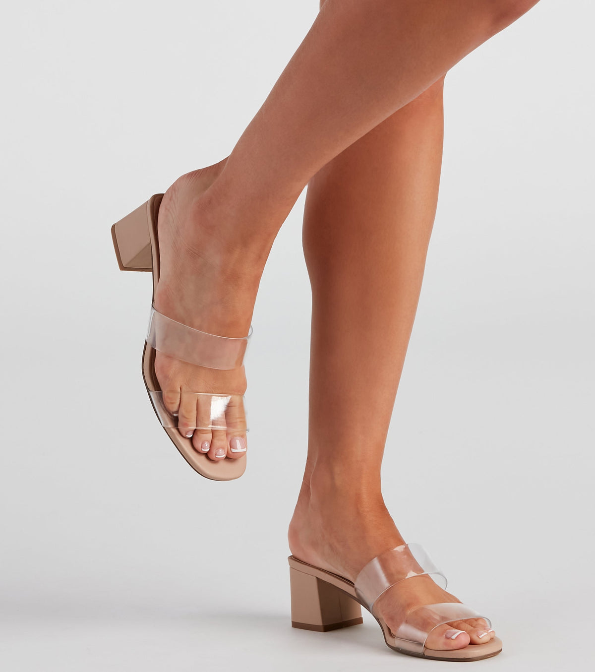 In Clear View Dual PVC Strap Mules Newgew