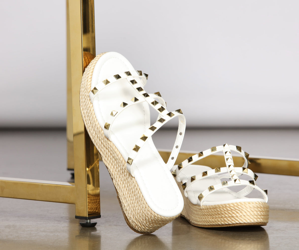 Stylish And Studded Espadrille Platform Wedges Newgew