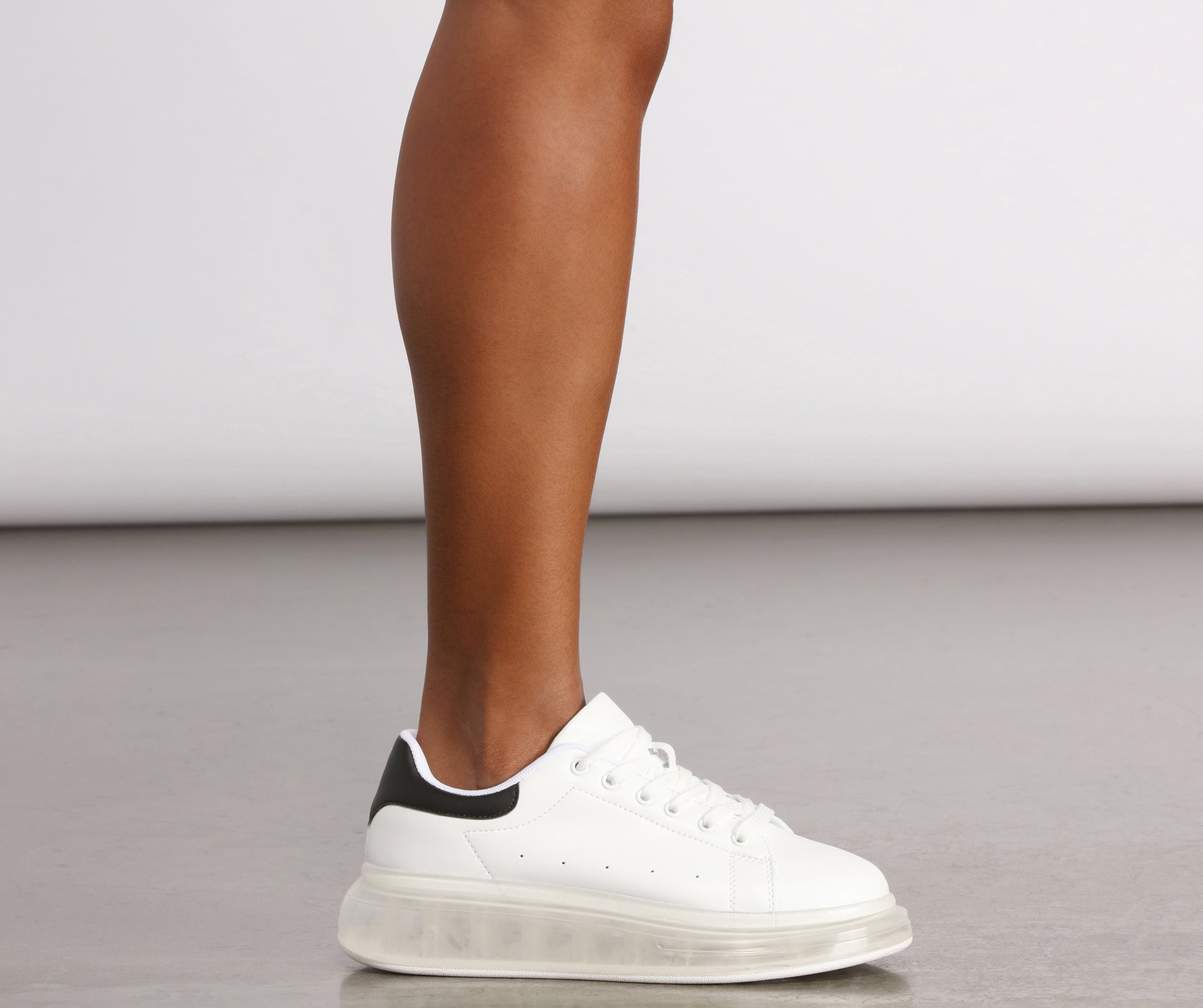 Basic Lace-Up Clear Platform Sneakers Newgew