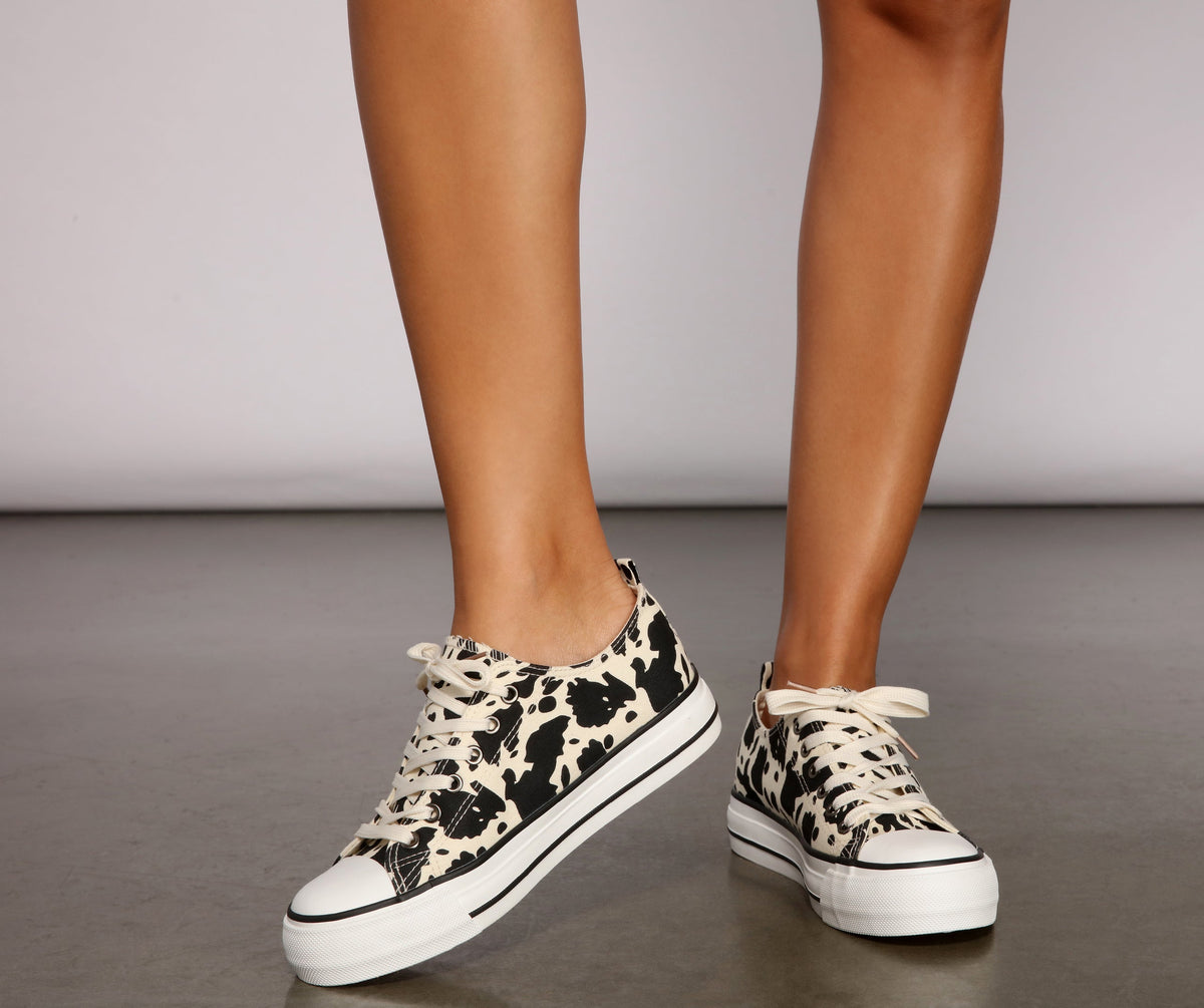 Trendy Cow Print Sneakers Newgew