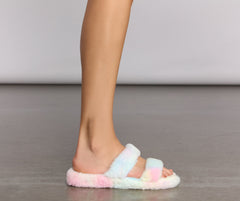 On-Trend Fuzzy Banded Slippers Newgew