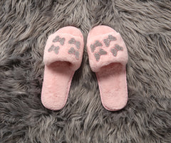 Faux Fur Embroidered Butterfly Slippers Newgew