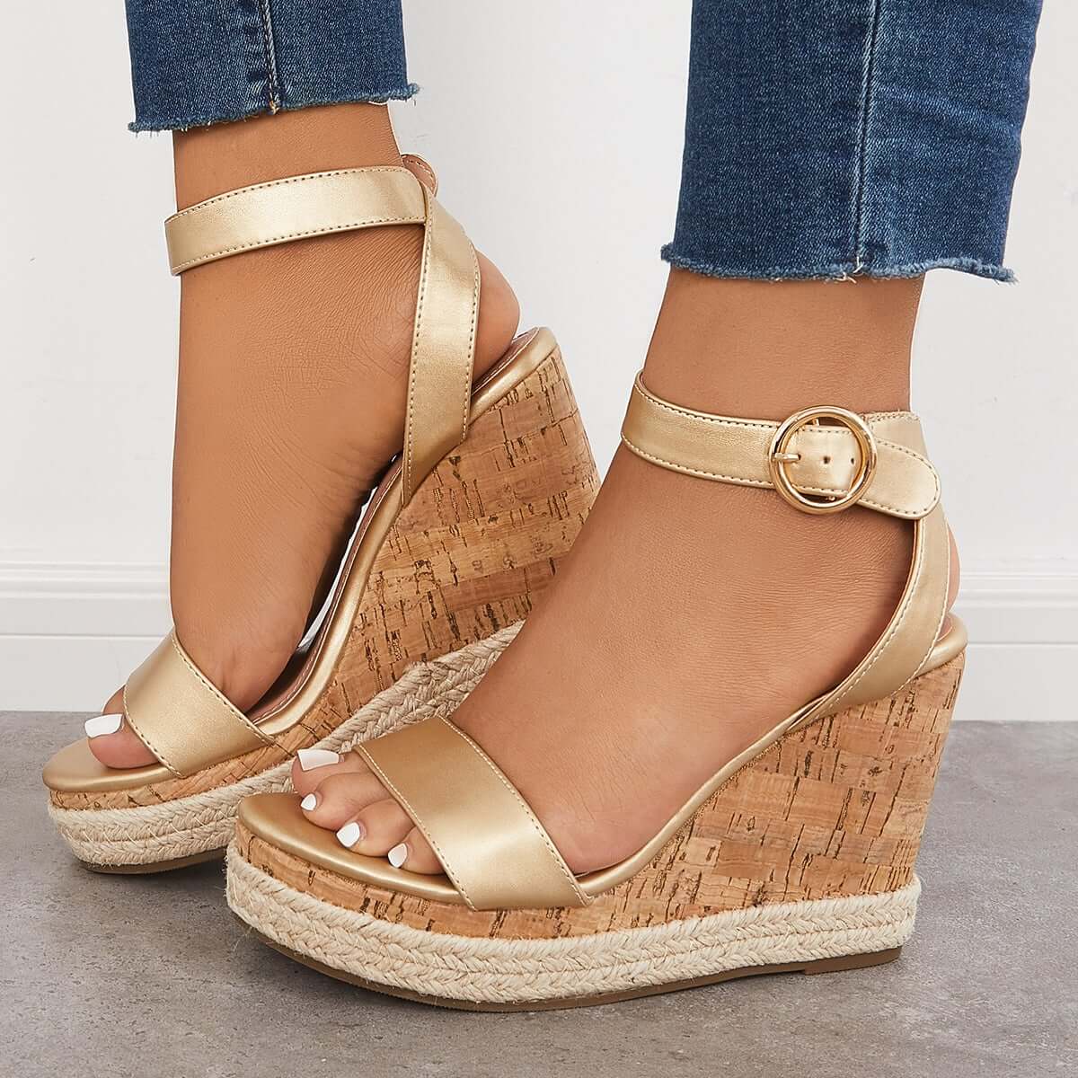 Open Toe Platform Slingback Wedge Ankle Strap Sandals Pairmore