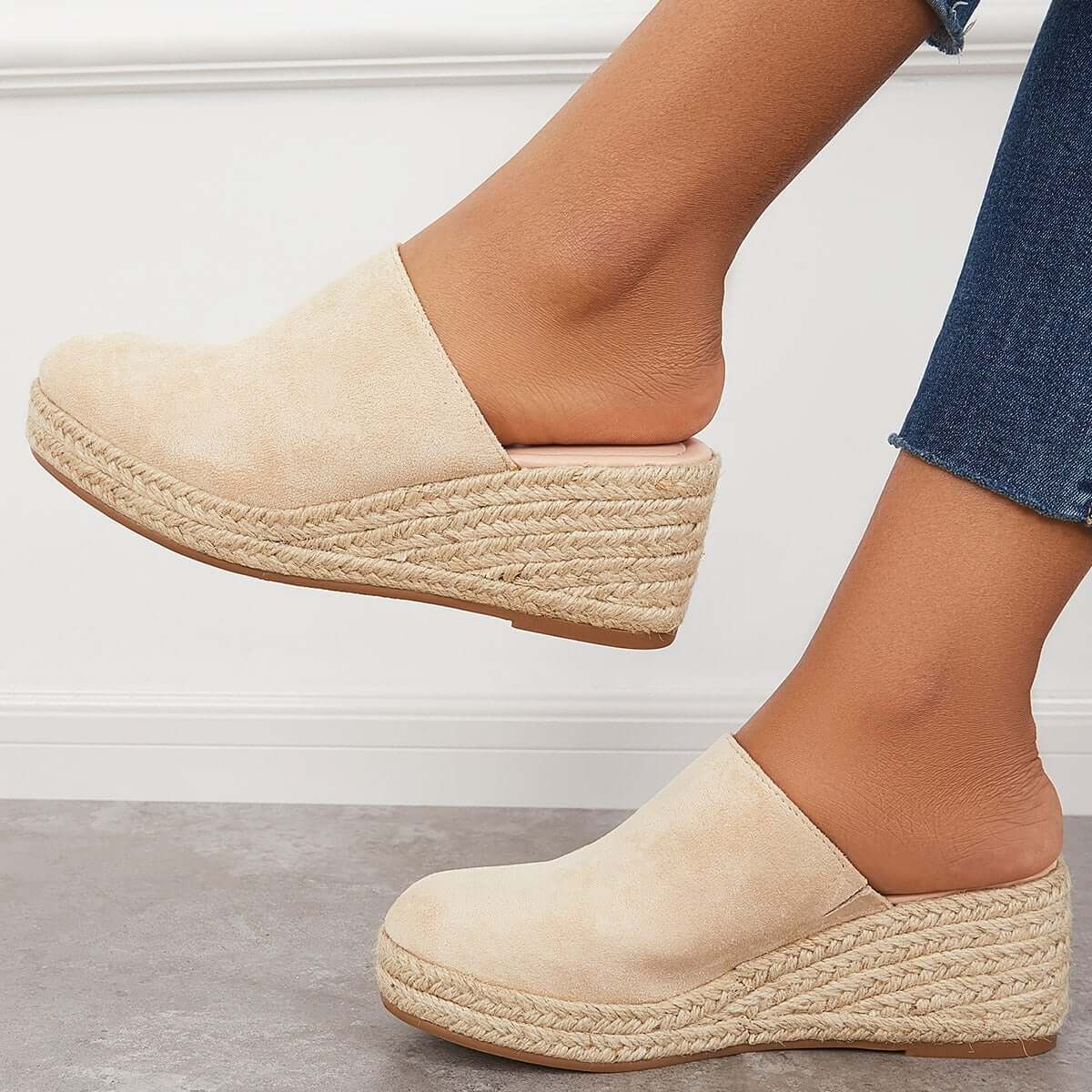 Espadrilles Mule Wedges Platform Slip on Backless Sandals Pairmore