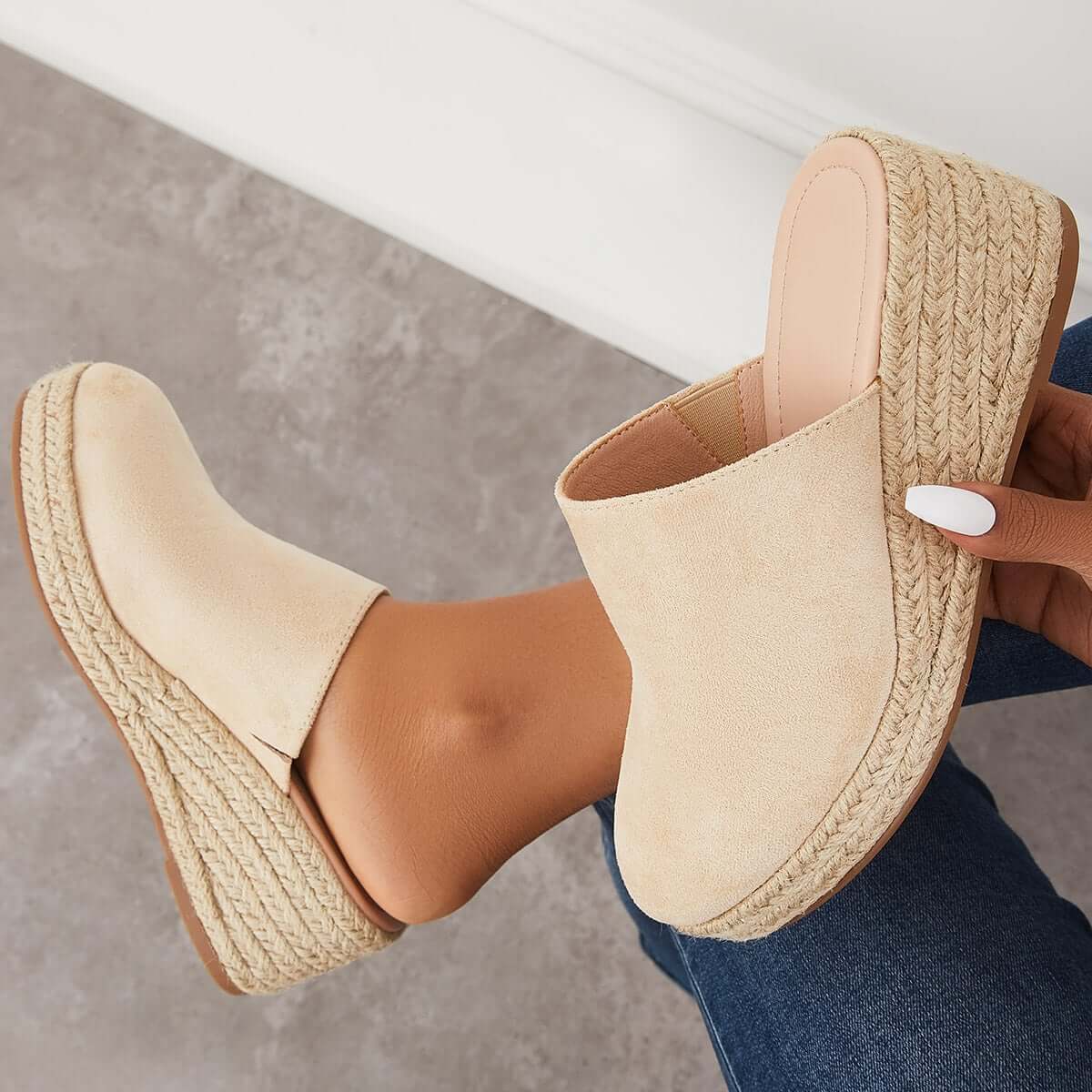 Espadrilles Mule Wedges Platform Slip on Backless Sandals Pairmore