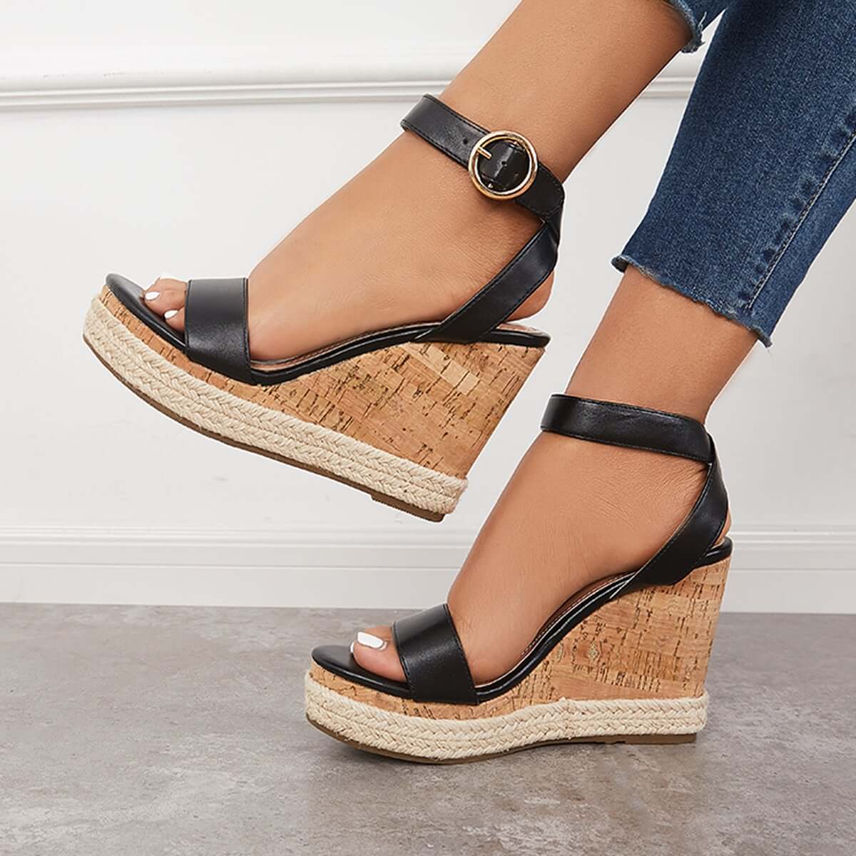 Open Toe Platform Slingback Wedge Ankle Strap Sandals Pairmore