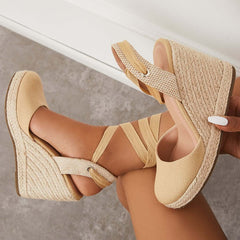 Lace up Espadrille Wedges Platform Heel Singback Sandals Pairmore