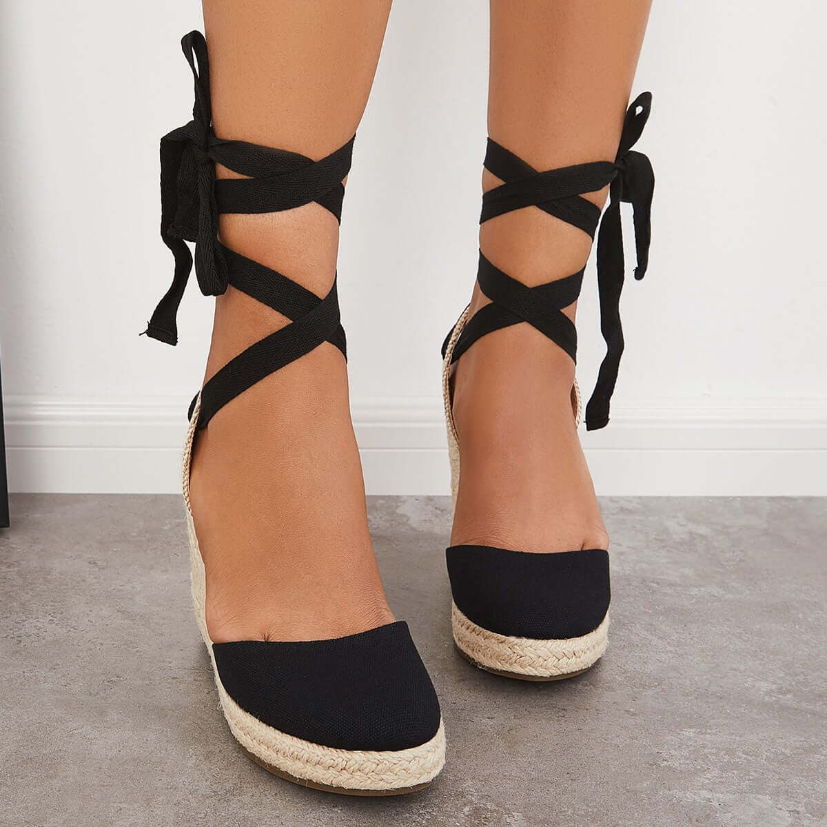 Lace up Espadrille Wedges Platform Heel Singback Sandals Pairmore