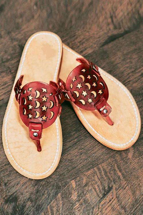 Moon Star Openwork Toe Flat Slippers Newgew