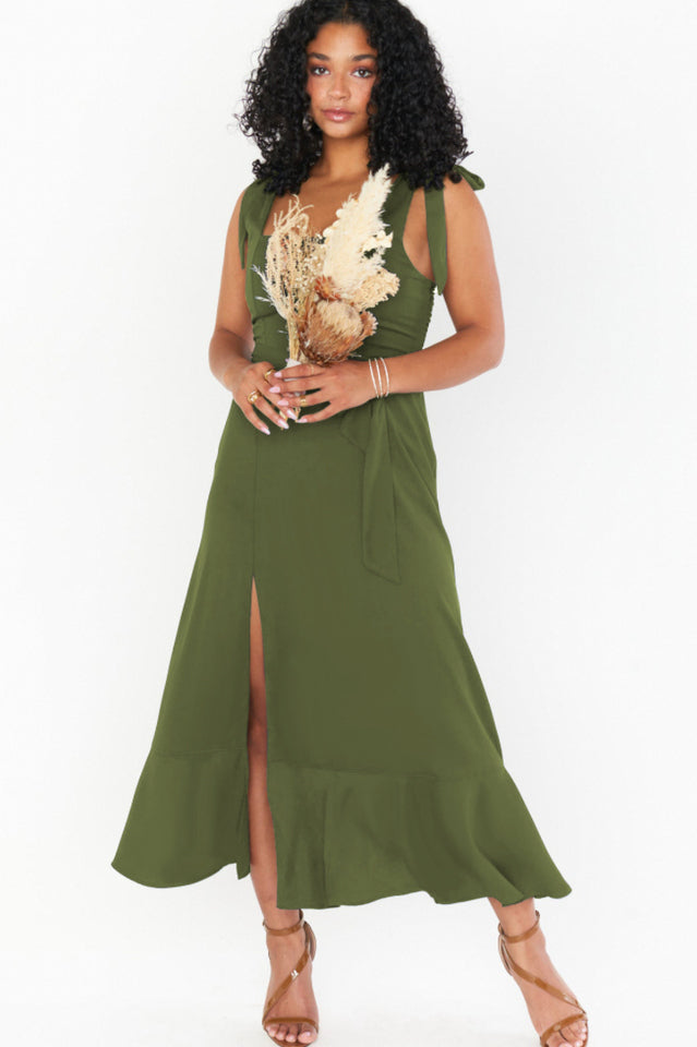 Tie Shoulder Boho Midi Dress Newgew