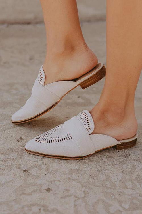 Hollow Pointed Toe Flat Mules Newgew