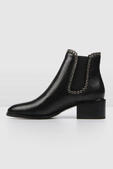 Leather Elastic Studded Ankle Boots Newgew