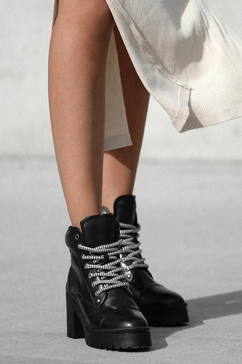 Lace Up Chunky Heels Ankle Boots Newgew