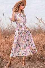 Tie Detail Floral Boho Dress Newgew