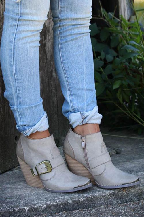 Buckle Wedgies Ankle Boots Newgew