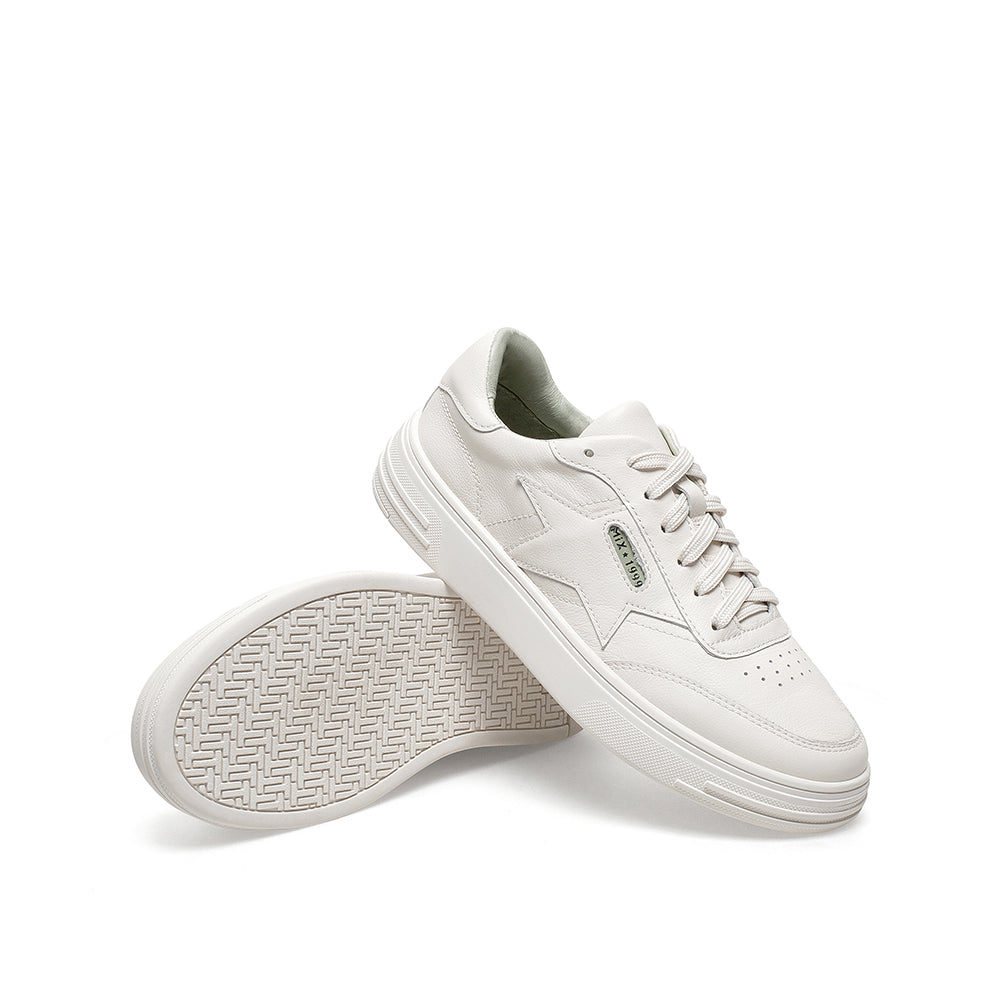 White Casual Shoes With Star Pattern Decoration Newgew
