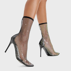 Rhinestone Decor Stiletto Heeled Boots Newgew