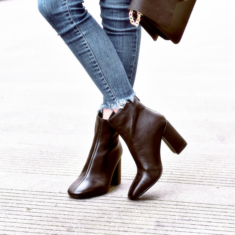 Chunky Leather Ankle Boots Newgew