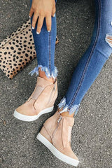 Side Zipper Sneakers Wedges Newgew