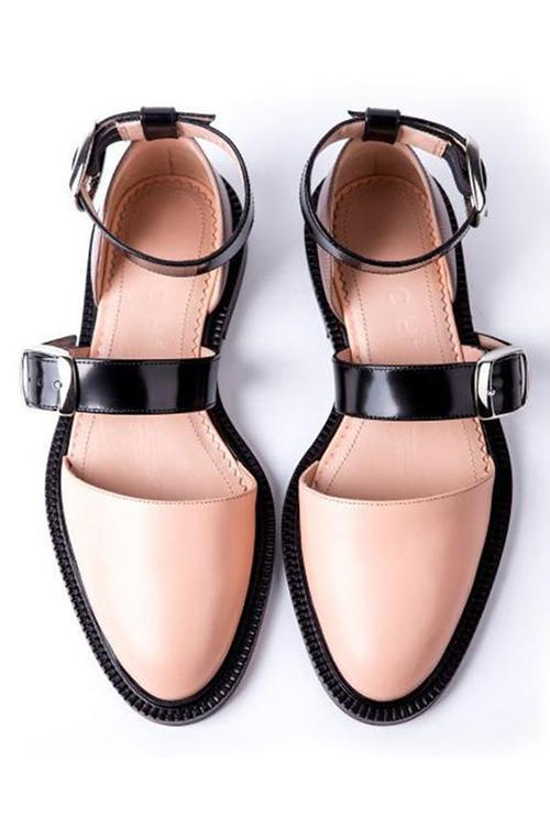 Buckle Color Block Sandals Flats Newgew