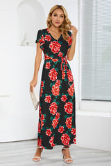 V-Neck Vacation A-line Midi Dress Newgew