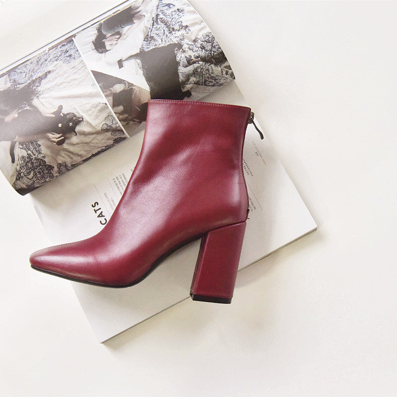 Chunky Leather Ankle Boots Newgew