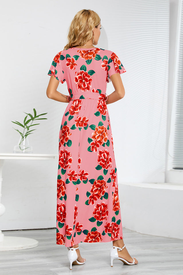 V-Neck Vacation A-line Midi Dress Newgew