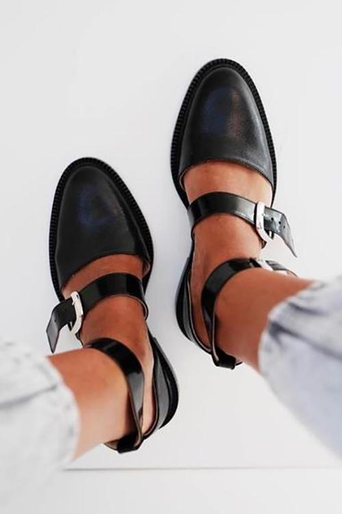 Buckle Color Block Sandals Flats Newgew