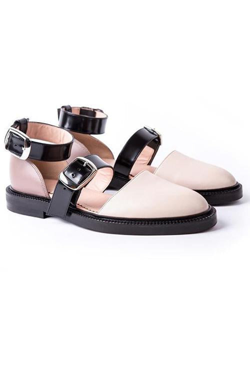 Buckle Color Block Sandals Flats Newgew