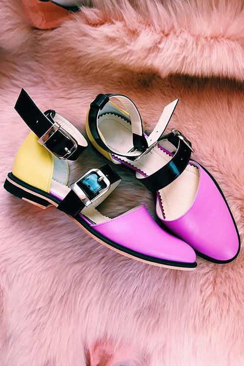 Buckle Color Block Sandals Flats Newgew