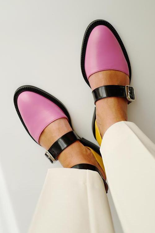 Buckle Color Block Sandals Flats Newgew