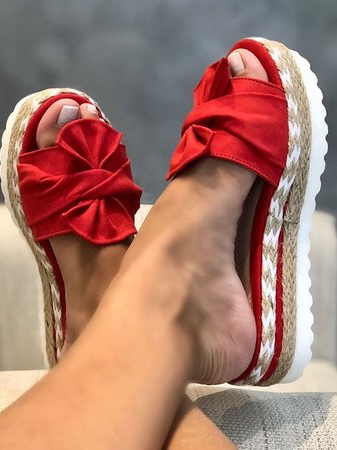 Women Casual Daily Comfy Bowknot Slip On Sandals Newgew