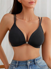 Front Closure Wireless Cross Straps Bra Black NewGew