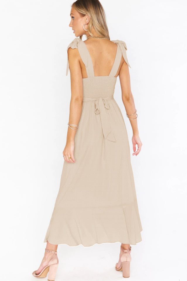 Tie Shoulder Boho Midi Dress Newgew