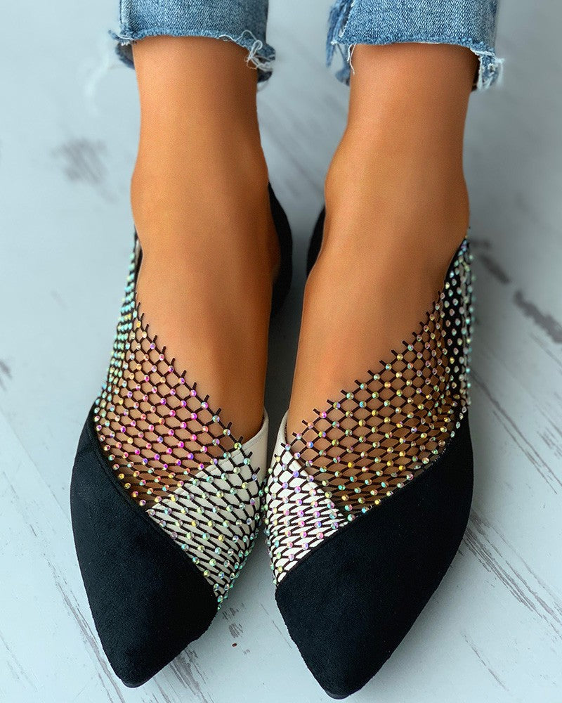 Colorblock Studded Patch Slip-On Shoes Newgew