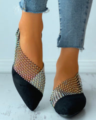 Colorblock Studded Patch Slip-On Shoes Newgew