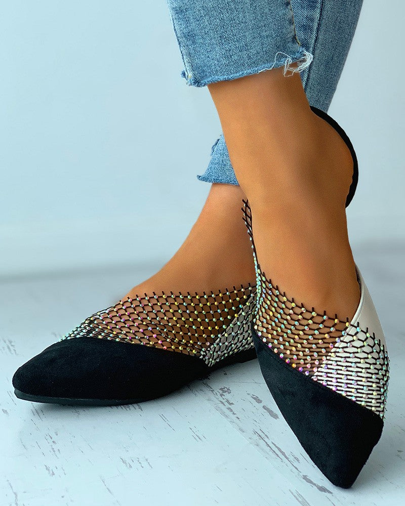 Colorblock Studded Patch Slip-On Shoes Newgew