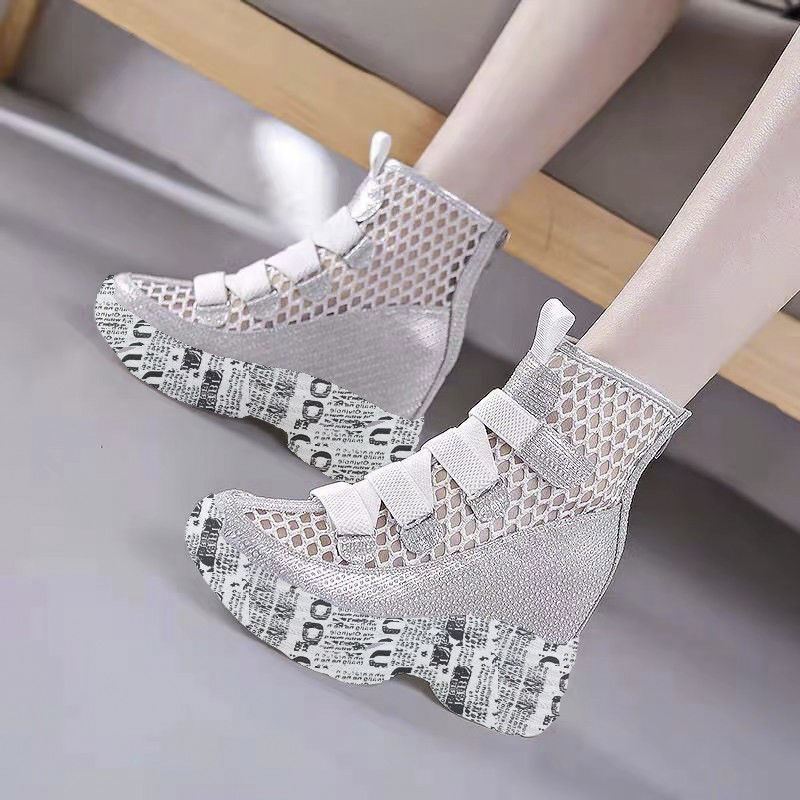 Wedge Mesh Hollow Out Boots Newgew
