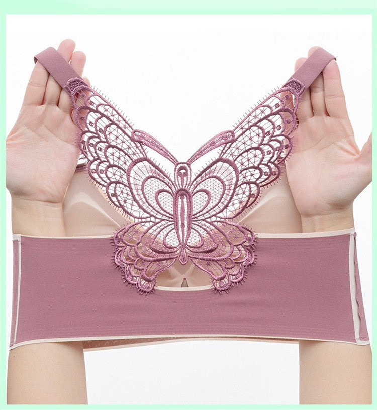 Butterfly Lace Plus Size Wireless Bra Violet NewGew