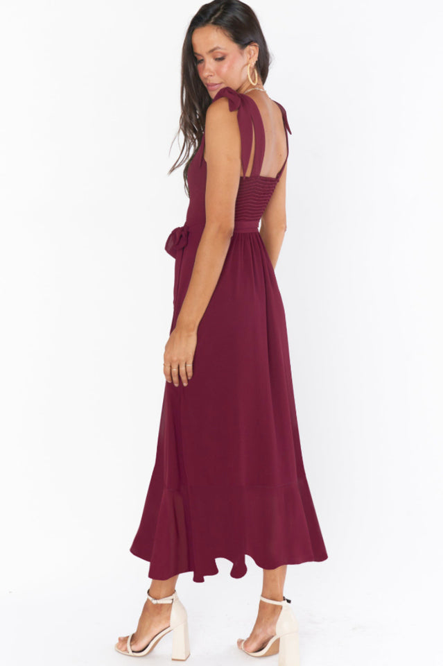 Tie Shoulder Boho Midi Dress Newgew