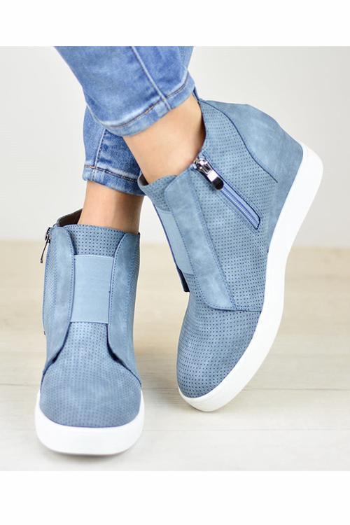 Side Zipper Sneakers Wedges Newgew