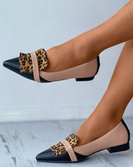 Leopard Pointed-toe Low Cut Flat Sandals Newgew