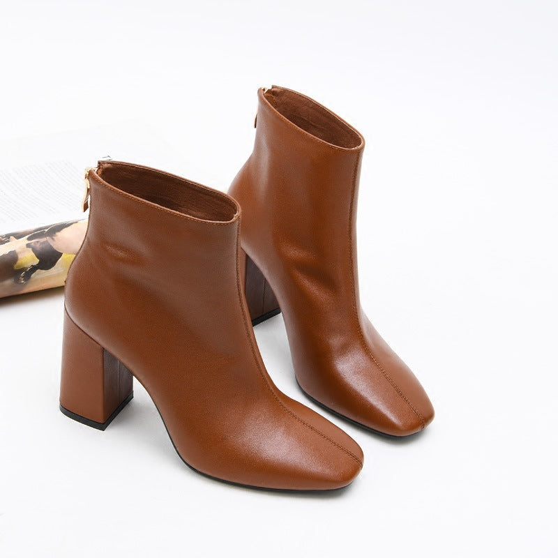 Chunky Leather Ankle Boots Newgew