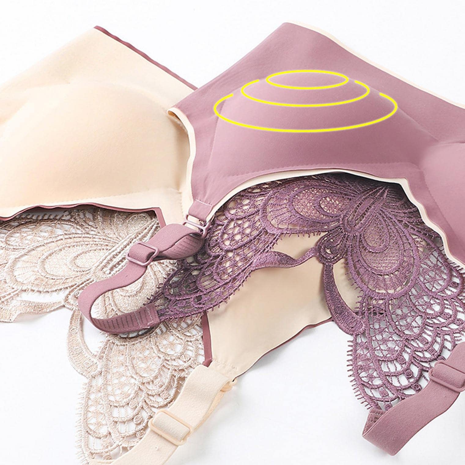 Butterfly Lace Plus Size Wireless Bra Violet NewGew