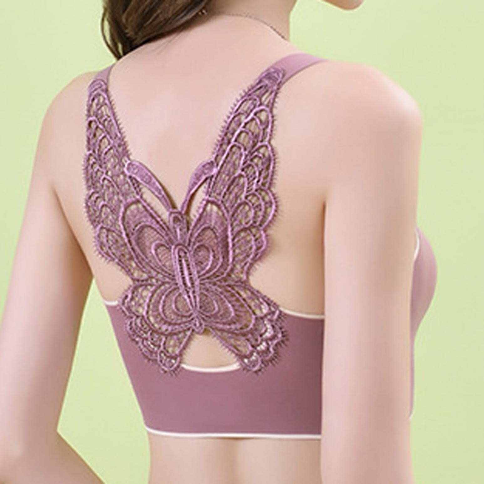 Butterfly Lace Plus Size Wireless Bra Violet NewGew