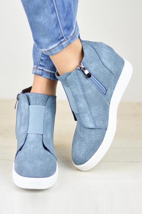 Side Zipper Sneakers Wedges Newgew